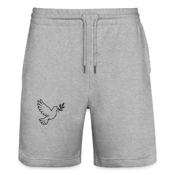 Taube mit Olivenzweig im Dunkelstil - Stanley/Stella Unisex Bio Joggingshorts Trainer  - Grau meliert - Vorne - Nik (191cm) & Marisol (170cm)
