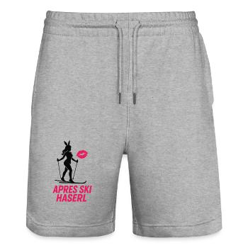 Après Ski Haserl Ski Holiday Winter Holiday - Stanley/Stella Trainer Unisex Organic Jogging Shorts - heather grey - Front - Nik (191cm) & Marisol (170cm)
