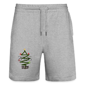 NEW YEAR 2026 – Weihnachtsbaum Design - Stanley/Stella Unisex Bio Joggingshorts Trainer  - Grau meliert - Vorne - Nik (191cm) & Marisol (170cm)