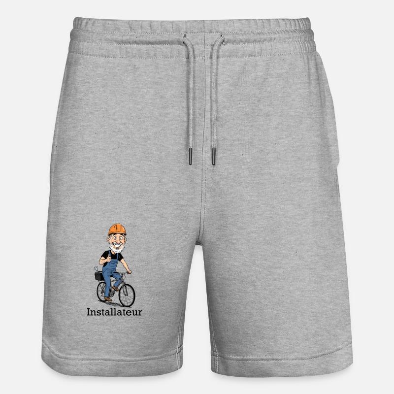 Ouvrier du bâtiment Héros à vélo - Short de jogging bio TRAINER Stanley/Stella unisexe - gris chiné