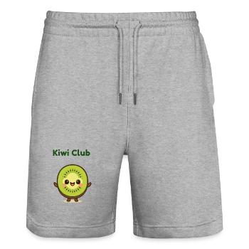 Kiwi Club Kiwi Smiley - Stanley/Stella Trainer Unisex Organic Jogging Shorts - heather grey - Front - Nik (191cm) & Marisol (170cm)