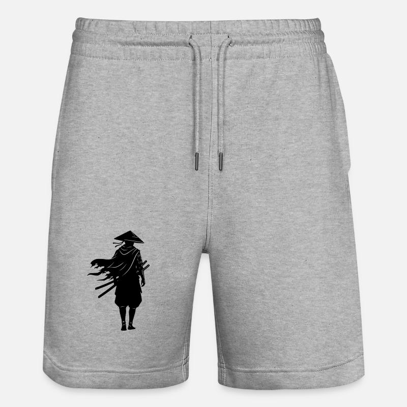 Shadow Warrior Samurai Straw Hat - Stanley/Stella Trainer Unisex Organic Jogging Shorts - heather grey