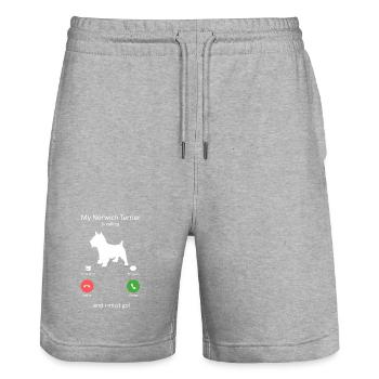 Norwich Terrier Is Calling And I Must Go Art - Stanley/Stella Trainer Unisex Organic Jogging Shorts - heather grey - Front - Nik (191cm) & Marisol (170cm)