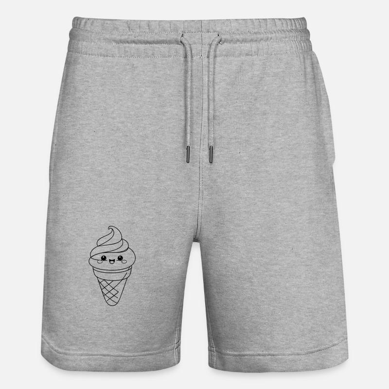 Softeis Eiscreme Icon Minimal Statement - Stanley/Stella Trainer Unisex Organic Jogging Shorts - heather grey