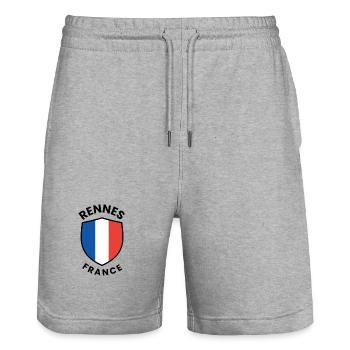 Rennes-Frankreich-Schild - Stanley/Stella Unisex Bio Joggingshorts Trainer  - Grau meliert - Vorne - Nik (191cm) & Marisol (170cm)