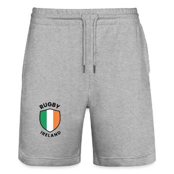 Design des Rugby Ireland Shield - Stanley/Stella Unisex Bio Joggingshorts Trainer  - Grau meliert - Vorne - Nik (191cm) & Marisol (170cm)