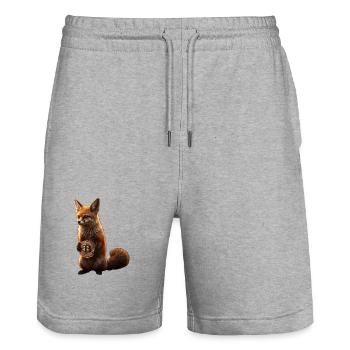 Fuchs mit Bitcoin-Münze Wandalu Vuhs - Stanley/Stella Unisex Bio Joggingshorts Trainer  - Grau meliert - Vorne - Nik (191cm) & Marisol (170cm)
