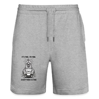 Its Fine In Fine Coffee Chicken Humor - Stanley/Stella Trainer Unisex Organic Jogging Shorts - heather grey - Front - Nik (191cm) & Marisol (170cm)