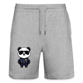Police Pandas - Short de jogging bio TRAINER Stanley/Stella unisexe - gris chiné - Devant - Nik (191cm) & Marisol (170cm)