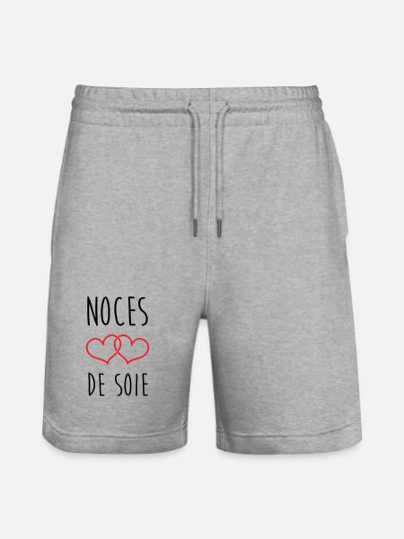 Silk Wedding 12 years of marriage - Stanley/Stella Trainer Unisex Organic Jogging Shorts - heather grey