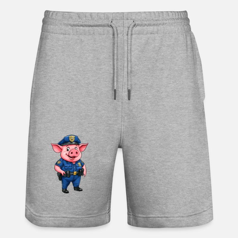 Police des Cochons / Policière Cochon - Short de jogging bio TRAINER Stanley/Stella unisexe - gris chiné