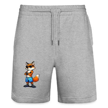 Summer fox with sunglasses - Stanley/Stella Trainer Unisex Organic Jogging Shorts - heather grey - Front - Nik (191cm) & Marisol (170cm)