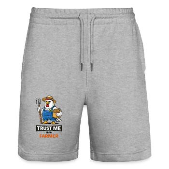 Imagine de poulet fermier Trust Me - Short de jogging bio TRAINER Stanley/Stella unisexe - gris chiné - Devant - Nik (191cm) & Marisol (170cm)