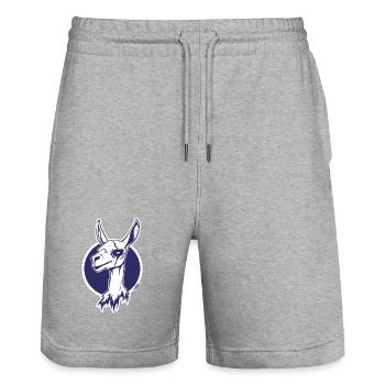 Purple Circle Llama Icon - Stanley/Stella Trainer Unisex Organic Jogging Shorts - heather grey - Front - Nik (191cm) & Marisol (170cm)