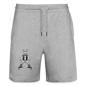 Heavy Metal Osterhase Rocker Ostern Hardcore Hase - Stanley/Stella Unisex Bio Joggingshorts Trainer  - Grau meliert - Vorne - Nik (191cm) & Marisol (170cm)