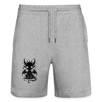 T-shirt Dark Dragon Mignon Fantasy Gothique - Short de jogging bio TRAINER Stanley/Stella unisexe - gris chiné - Devant - Nik (191cm) & Marisol (170cm)