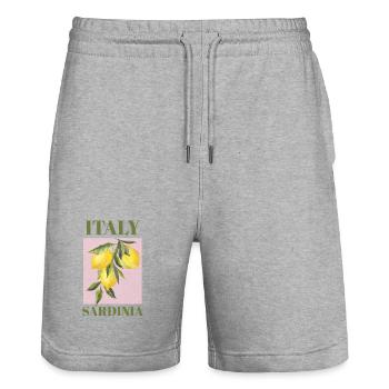 Italie Vacances en Sardaigne plage Citrons Sardaigne - Short de jogging bio TRAINER Stanley/Stella unisexe - gris chiné - Devant - Nik (191cm) & Marisol (170cm)