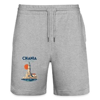 Chania Harbor Days Crete Greece Travel Vacation Me - Stanley/Stella Unisex Bio Joggingshorts Trainer  - Grau meliert - Vorne - Nik (191cm) & Marisol (170cm)