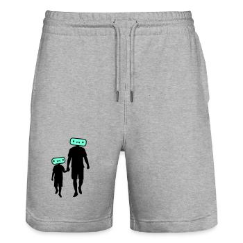 Family Silhouette Dear Children Parents Mom Dad - Stanley/Stella Trainer Unisex Organic Jogging Shorts - heather grey - Front - Nik (191cm) & Marisol (170cm)