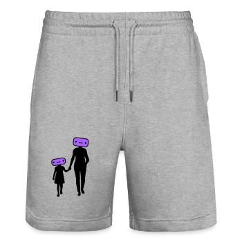 Family Silhouette Dear Children Parents Mom Dad - Stanley/Stella Trainer Unisex Organic Jogging Shorts - heather grey - Front - Nik (191cm) & Marisol (170cm)