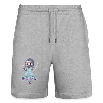 Kleiner Ninja 6 Jahre - Stanley/Stella Unisex Bio Joggingshorts Trainer  - Grau meliert - Vorne - Nik (191cm) & Marisol (170cm)