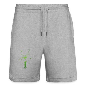 Racines et ailes – Thème de la nature de l’arbre de vie - Short de jogging bio TRAINER Stanley/Stella unisexe - gris chiné - Devant - Nik (191cm) & Marisol (170cm)