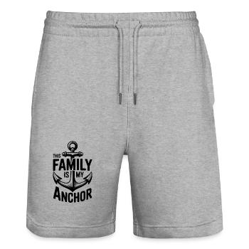 This Family Is My Anchor - Stanley/Stella Trainer Unisex Organic Jogging Shorts - heather grey - Front - Nik (191cm) & Marisol (170cm)