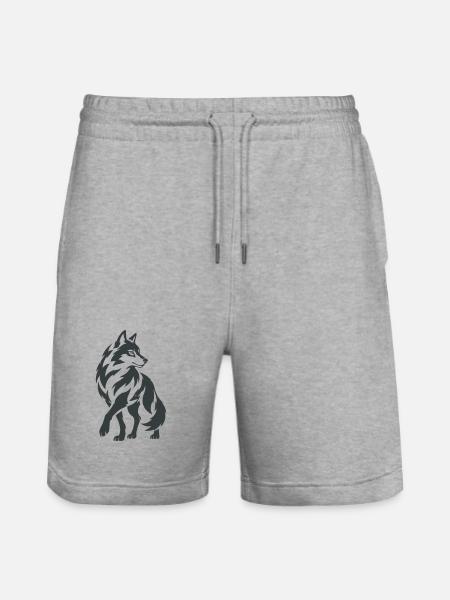 Geometrischer Wolf – Silhouette - Stanley/Stella Unisex Bio Joggingshorts Trainer - Grau meliert