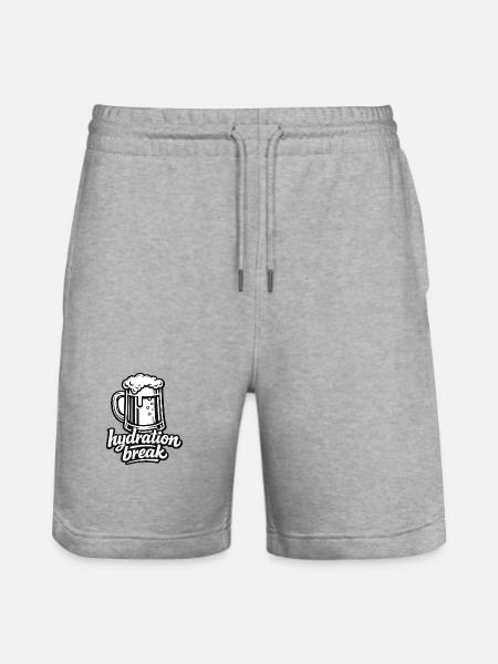 Trinkpause Bier - Stanley/Stella Unisex Bio Joggingshorts Trainer - Grau meliert