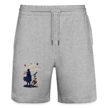 Rêverie Astronomique: Voir Plus Loin - Short de jogging bio TRAINER Stanley/Stella unisexe - gris chiné - Devant - Nik (191cm) & Marisol (170cm)