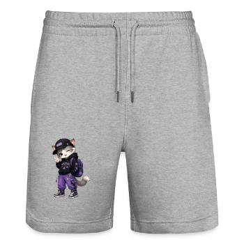 Abenteurer Kitten Purple Stars - Stanley/Stella Unisex Bio Joggingshorts Trainer  - Grau meliert - Vorne - Nik (191cm) & Marisol (170cm)