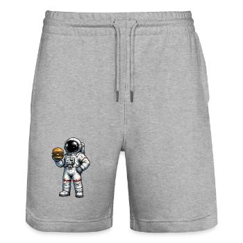 Astronaut with burger in space - Stanley/Stella Trainer Unisex Organic Jogging Shorts - heather grey - Front - Nik (191cm) & Marisol (170cm)
