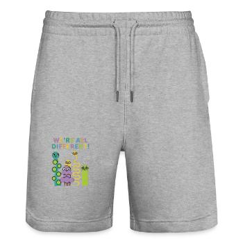 We're All Different! Colorful creatures - Stanley/Stella Trainer Unisex Organic Jogging Shorts - heather grey - Front - Nik (191cm) & Marisol (170cm)