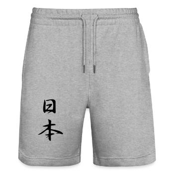 Japan - Kanji - Stanley/Stella Unisex Bio Joggingshorts Trainer  - Grau meliert - Vorne - Nik (191cm) & Marisol (170cm)