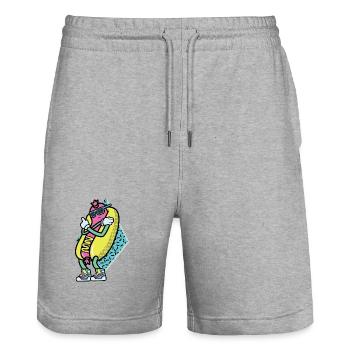 Hot Dog Lustig - Stanley/Stella Unisex Bio Joggingshorts Trainer  - Grau meliert - Vorne - Nik (191cm) & Marisol (170cm)