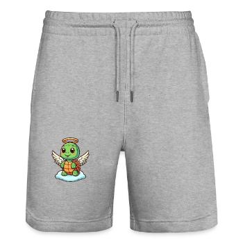 Cute Turtle Angel with Wings Cartoon - Stanley/Stella Trainer Unisex Organic Jogging Shorts - heather grey - Front - Nik (191cm) & Marisol (170cm)