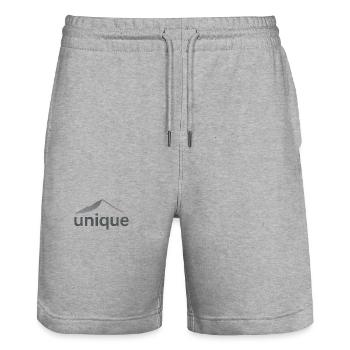 "unique design montagne" - Short de jogging bio TRAINER Stanley/Stella unisexe - gris chiné - Devant - Nik (191cm) & Marisol (170cm)