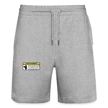 warning - Stanley/Stella Trainer Unisex Organic Jogging Shorts - heather grey - Front - Nik (191cm) & Marisol (170cm)