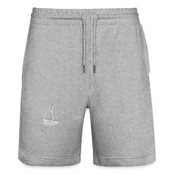 Sailing boats - Stanley/Stella Trainer Unisex Organic Jogging Shorts - heather grey - Front - Nik (191cm) & Marisol (170cm)