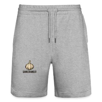 Gousse d’ail - Short de jogging bio TRAINER Stanley/Stella unisexe - gris chiné - Devant - Nik (191cm) & Marisol (170cm)