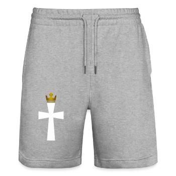 DLM CROSS CROWN W1U - Stanley/Stella Trainer Unisex Organic Jogging Shorts - heather grey - Front - Nik (191cm) & Marisol (170cm)