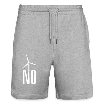 NO! Wind turbine no thanks - danger for birds - Stanley/Stella Trainer Unisex Organic Jogging Shorts - heather grey - Front - Nik (191cm) & Marisol (170cm)