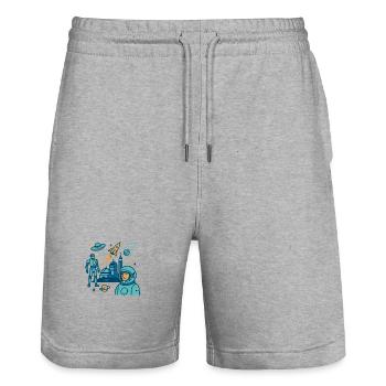 L’avenir du monde - Short de jogging bio TRAINER Stanley/Stella unisexe - gris chiné - Devant - Nik (191cm) & Marisol (170cm)