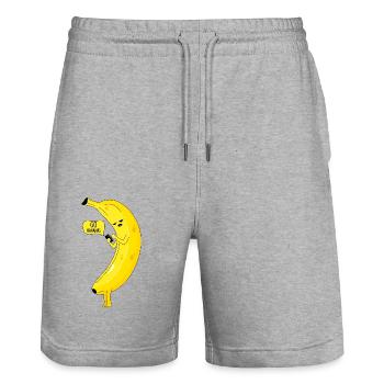 Banane avec téléphone - Short de jogging bio TRAINER Stanley/Stella unisexe - gris chiné - Devant - Nik (191cm) & Marisol (170cm)
