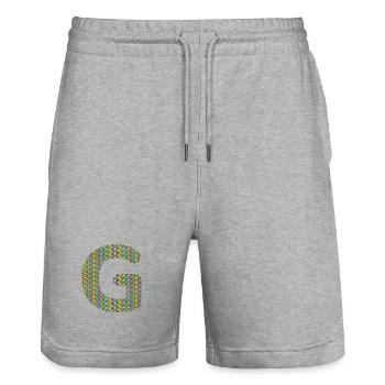 Colorful Heart G Design – Unique & Stylish! - Stanley/Stella Trainer Unisex Organic Jogging Shorts - heather grey - Front - Nik (191cm) & Marisol (170cm)