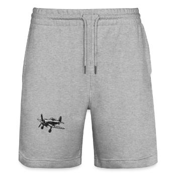 Propellermaschine - Stanley/Stella Unisex Bio Joggingshorts Trainer  - Grau meliert - Vorne - Nik (191cm) & Marisol (170cm)