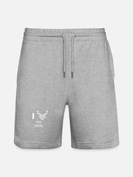 I love my Dog - Stanley/Stella Trainer Unisex Organic Jogging Shorts - heather grey