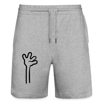 cartoon long arm - Stanley/Stella Trainer Unisex Organic Jogging Shorts - heather grey - Front - Nik (191cm) & Marisol (170cm)