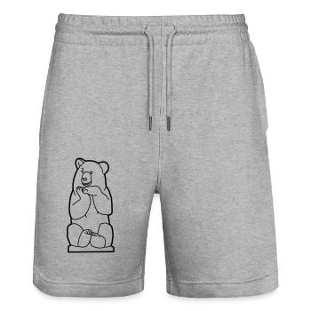 Berliner Bär, sitzend - Stanley/Stella Unisex Bio Joggingshorts Trainer  - Grau meliert - Vorne - Nik (191cm) & Marisol (170cm)