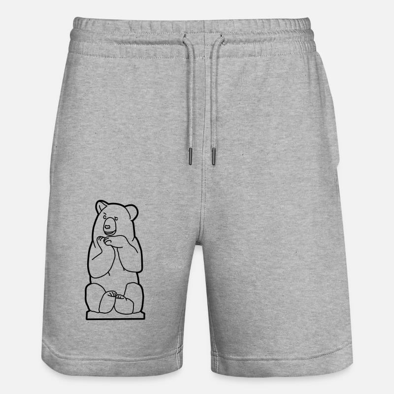 Berliner Bär, sitzend - Stanley/Stella Unisex Bio Joggingshorts Trainer  - Grau meliert